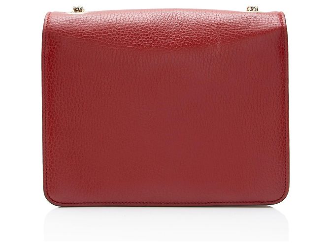 Bolsa de ombro Gucci em couro de bezerro granulado com G entrelaçado Vermelho - vista 3