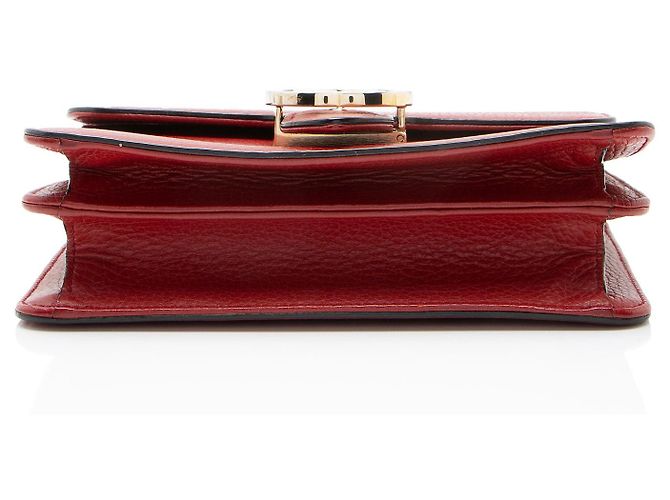 Bolsa de ombro Gucci em couro de bezerro granulado com G entrelaçado Vermelho - vista 4