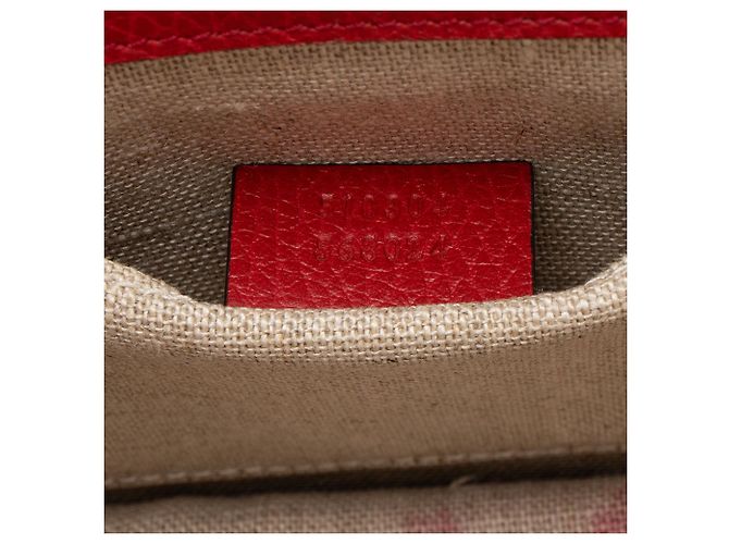 Bolsa de ombro Gucci em couro de bezerro granulado com G entrelaçado Vermelho - vista 6