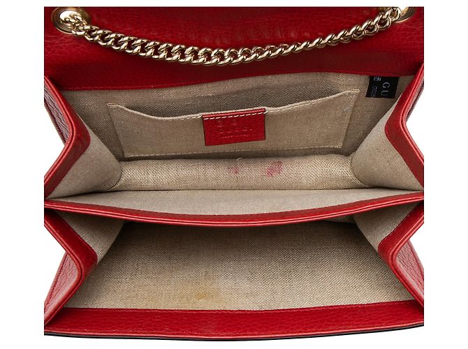 Bolsa de ombro Gucci em couro de bezerro granulado com G entrelaçado Vermelho - vista 7