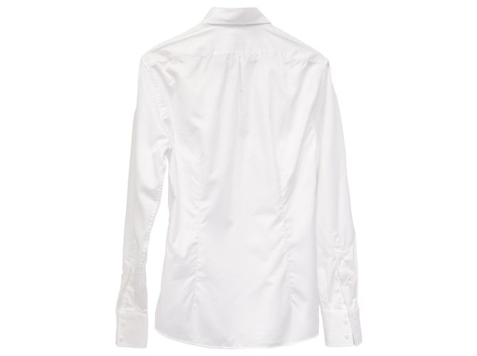 Brunello Cucinelli Hemd in Weiß aus Baumwolle, Slim Fit, einfarbig Roh - Ansicht 3