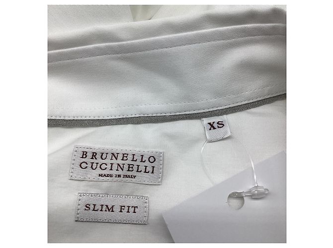 Brunello Cucinelli Hemd in Weiß aus Baumwolle, Slim Fit, einfarbig Roh - Ansicht 5