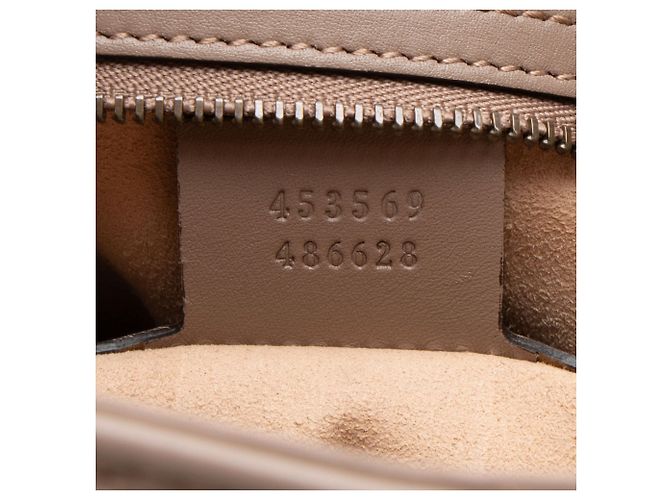 Borsa a Spalla con Catena Gucci Matelasse Leather GG Marmont Medium Marrone Beige - vista 6