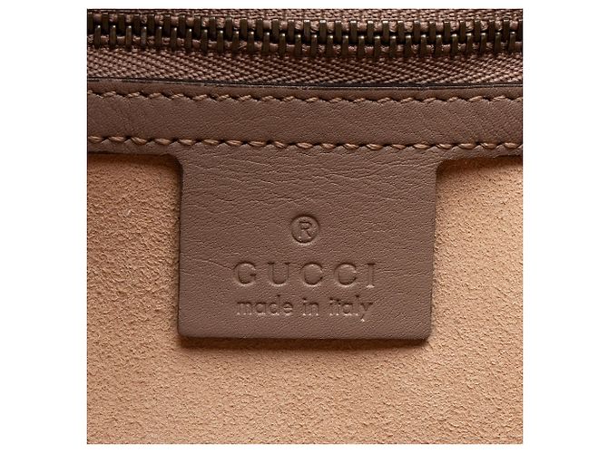 Borsa a Spalla con Catena Gucci Matelasse Leather GG Marmont Medium Marrone Beige - vista 8