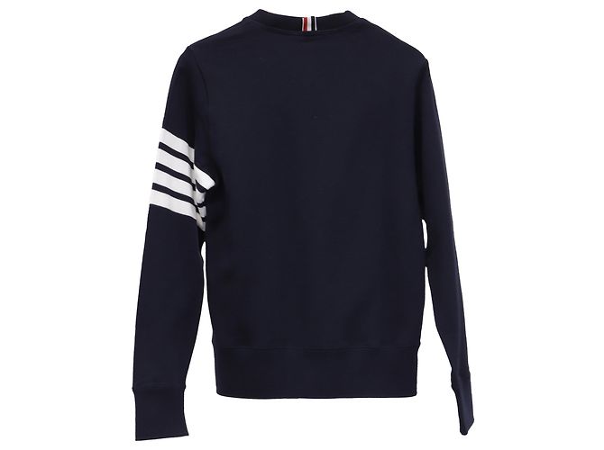 Thom Browne Sweatshirt mit 4 Streifen aus Navy Blue Baumwolle Blau Marineblau - Ansicht 5