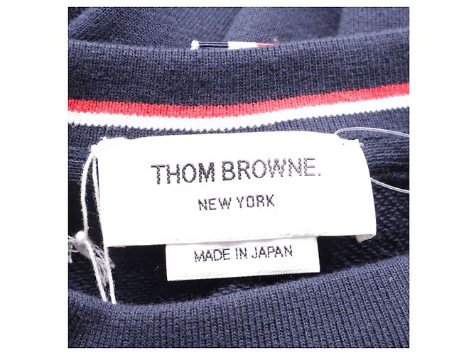 Thom Browne Sweatshirt mit 4 Streifen aus Navy Blue Baumwolle Blau Marineblau - Ansicht 6
