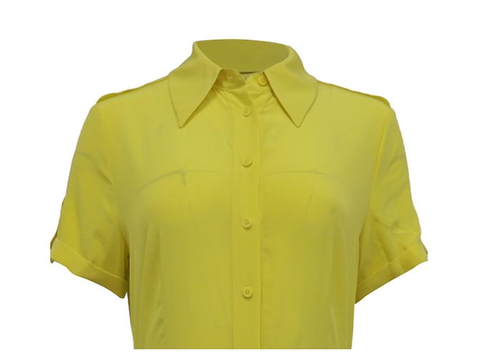 Abito chemisier lungo Diane von Furstenberg in seta gialla Giallo - vista 2