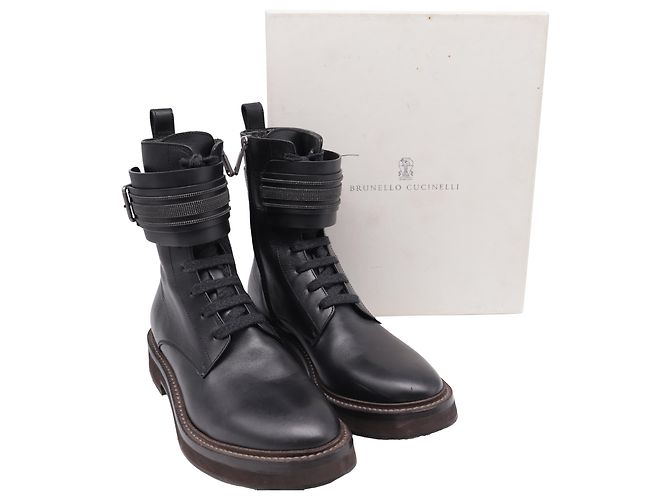 Stivaletti Monili in pelle nera Brunello Cucinelli - vista 6