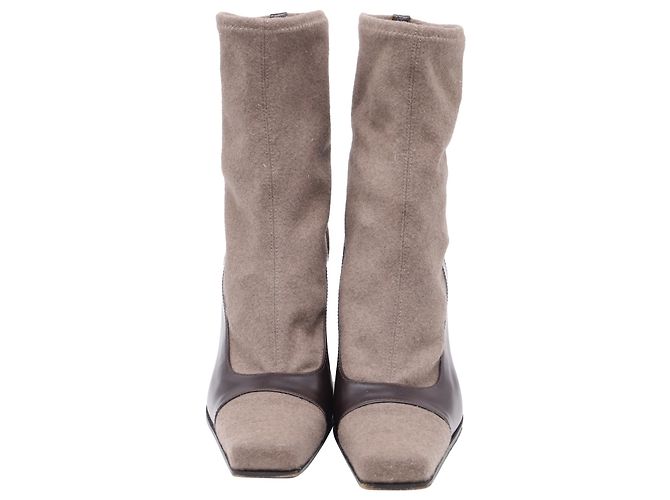 Botines bitono en piel marrón Sergio Rossi Castaño Roja - vista 2