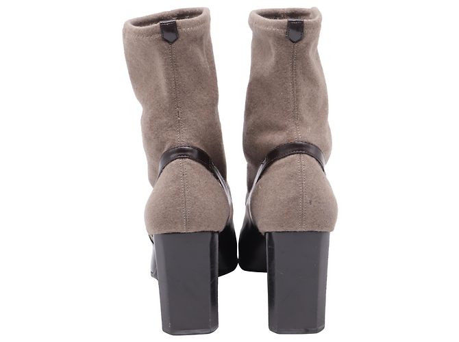 Botines bitono en piel marrón Sergio Rossi Castaño Roja - vista 4