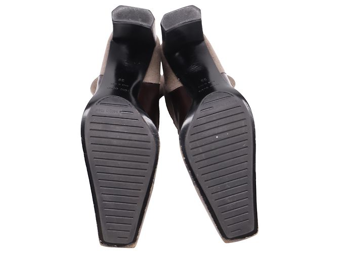 Botines bitono en piel marrón Sergio Rossi Castaño Roja - vista 6
