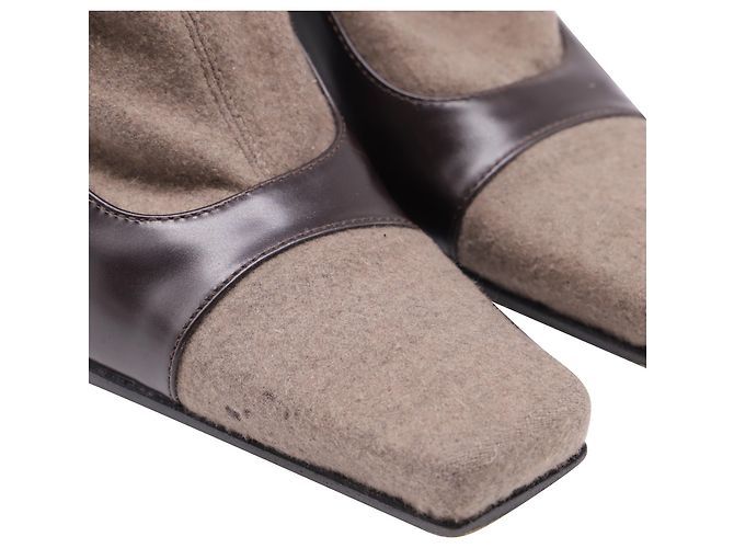 Botines bitono en piel marrón Sergio Rossi Castaño Roja - vista 7