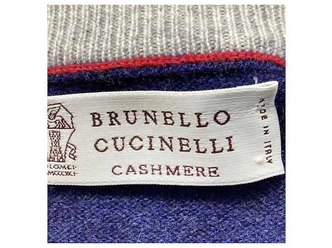 Brunello Cucinelli Pullover aus Navy Blue Kaschmir Blau Marineblau - Ansicht 5