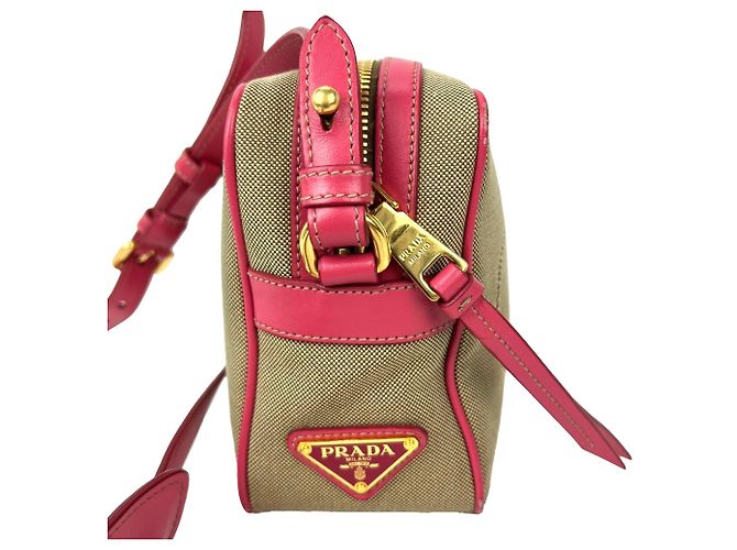 Borsa a tracolla Prada Jacquard Canvas Khaki Corda Peonia Marrone - vista 10