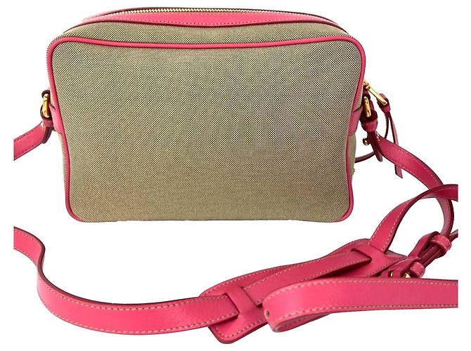 Borsa a tracolla Prada Jacquard Canvas Khaki Corda Peonia Marrone - vista 2