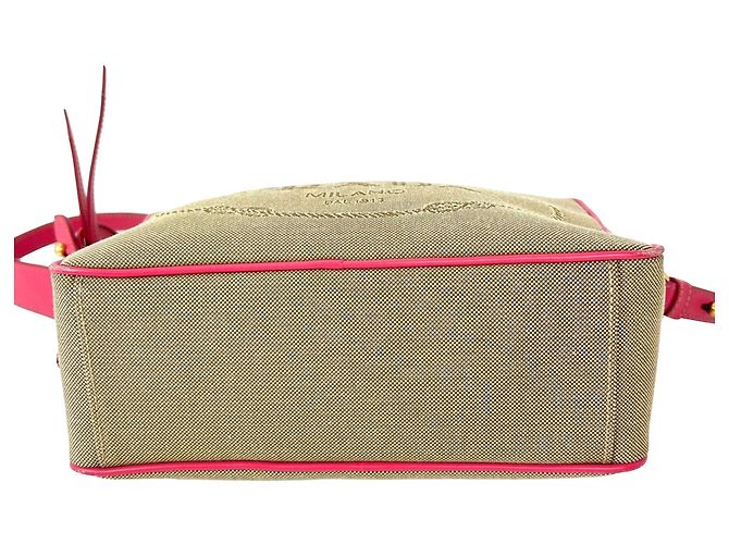 Borsa a tracolla Prada Jacquard Canvas Khaki Corda Peonia Marrone - vista 3