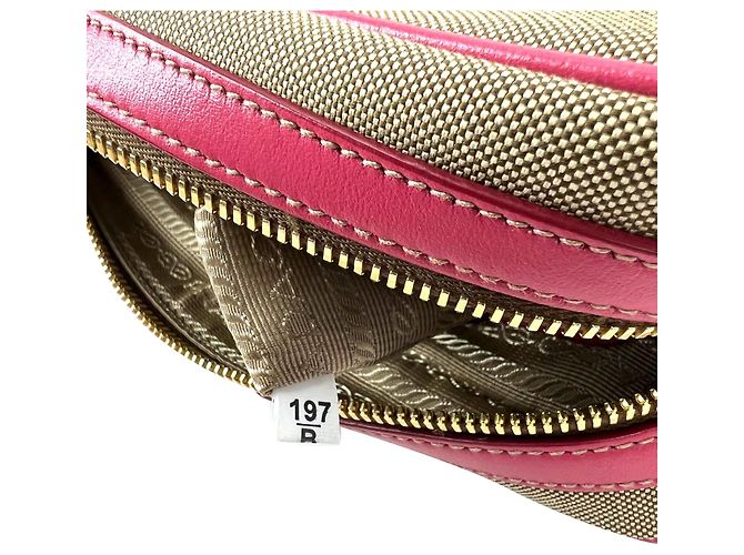 Borsa a tracolla Prada Jacquard Canvas Khaki Corda Peonia Marrone - vista 5