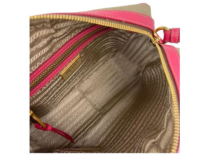 Borsa a tracolla Prada Jacquard Canvas Khaki Corda Peonia Marrone - vista 6