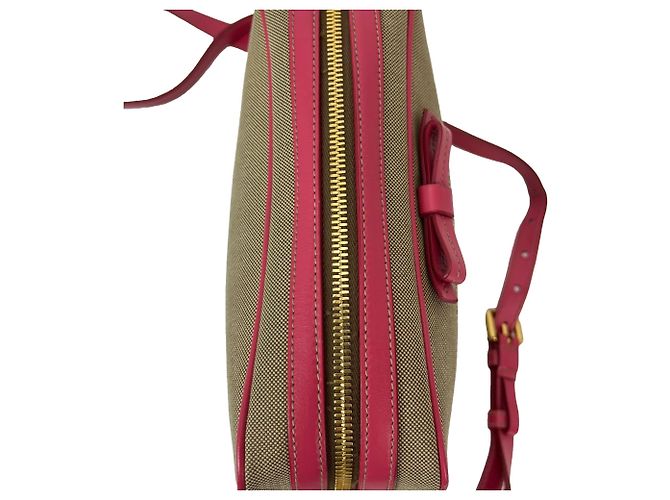 Borsa a tracolla Prada Jacquard Canvas Khaki Corda Peonia Marrone - vista 8