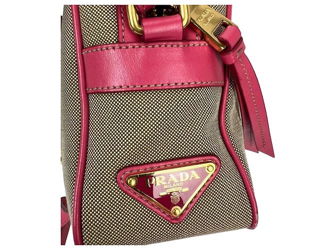 Borsa a tracolla Prada Jacquard Canvas Khaki Corda Peonia Marrone - vista 9