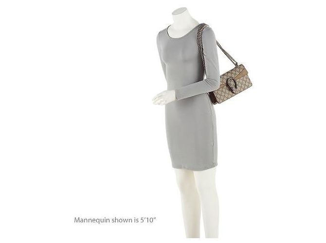 Borsa a tracolla Gucci GG Supreme Crystal Dionysus Medium E/W Marrone Beige - vista 5