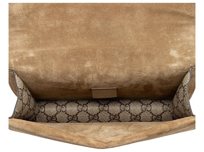 Borsa a tracolla Gucci GG Supreme Crystal Dionysus Medium E/W Marrone Beige - vista 7