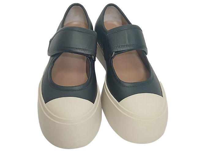 Sneakers Marni Pablo Mary-Jane in pelle nappa nera - vista 5
