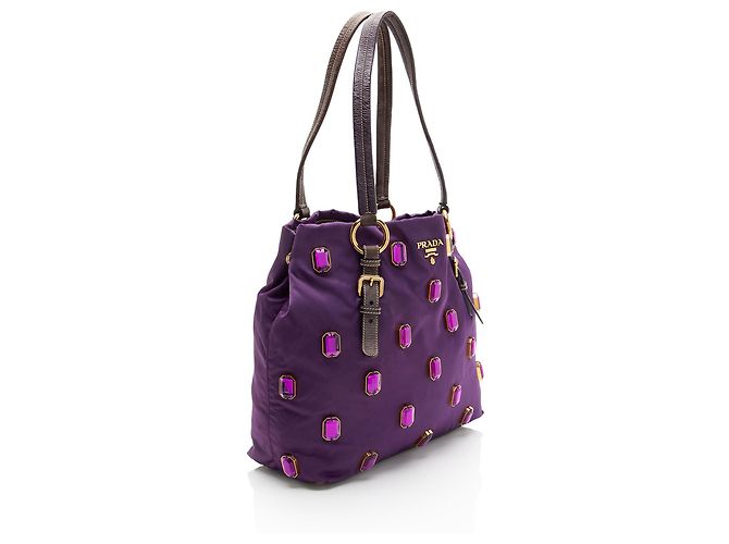 Tote Prada Tessuto Jeweled Pietre - VENTE FINALE Violet - vue 2