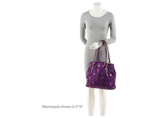 Tote Prada Tessuto Jeweled Pietre - VENTE FINALE Violet - vue 5