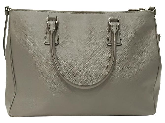 Prada Medium Galleria Double Zip Tote Bag aus grauem Saffiano-Leder - Ansicht 2