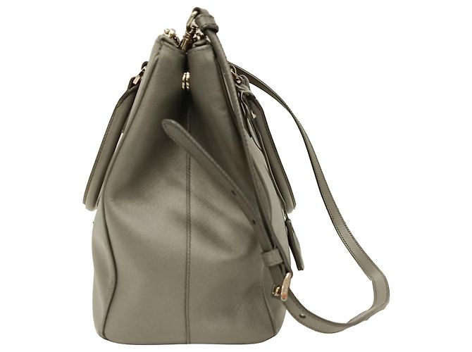 Prada Medium Galleria Double Zip Tote Bag aus grauem Saffiano-Leder - Ansicht 3