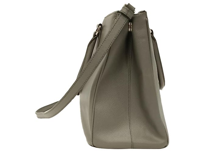 Prada Medium Galleria Double Zip Tote Bag aus grauem Saffiano-Leder - Ansicht 4