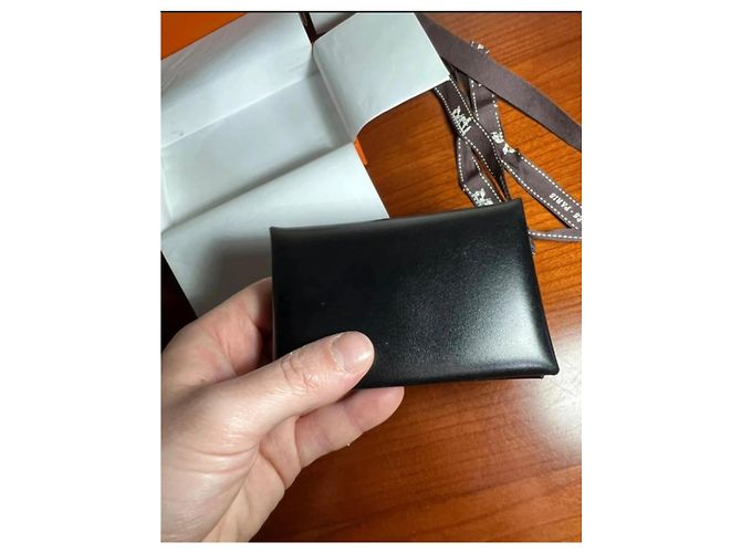 Hermès Monedero de cuero negro - vista 3