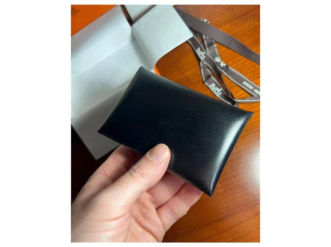 Hermès Monedero de cuero negro - vista 4