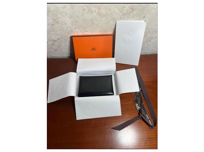 Hermès Monedero de cuero negro - vista 5