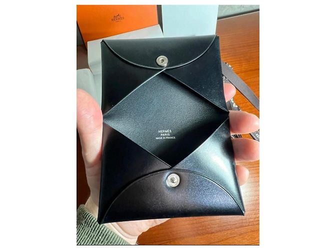 Hermès Monedero de cuero negro - vista 6