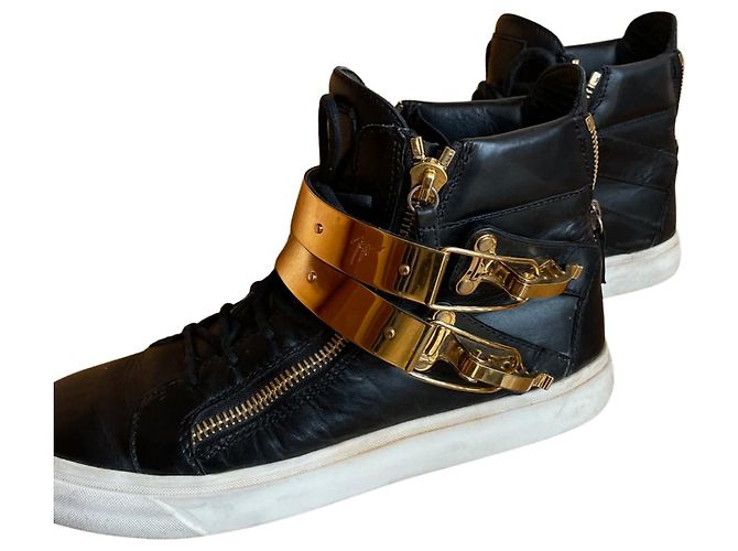 Giuseppe Zanotti Sneakers Alte Rockhopper in Pelle Nera Nero - vista 2