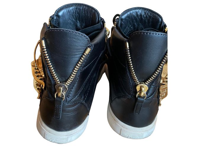 Giuseppe Zanotti Sneakers Alte Rockhopper in Pelle Nera Nero - vista 3