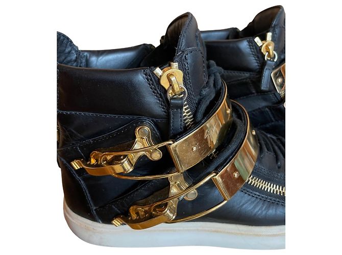 Giuseppe Zanotti Sneakers Alte Rockhopper in Pelle Nera Nero - vista 4