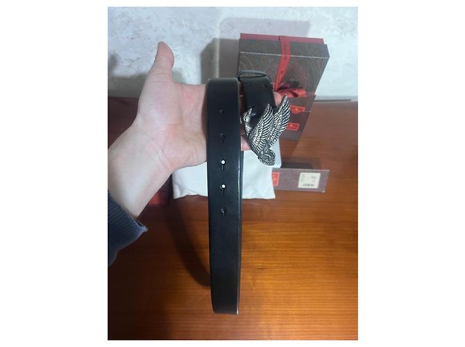 Etro Ledergürtel Schwarz mit Enten-Schnalle - Ansicht 7
