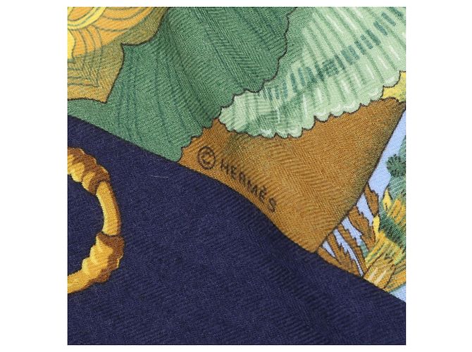 Silk In Hermès Hermes Carre Géant 140 Soleil de Soie Schal Marineblau - Ansicht 8