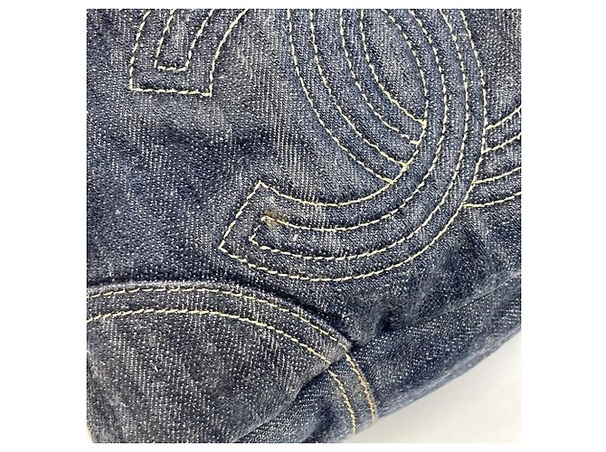 Borsa Tote Chanel Denim CC Coco Mark Logo Blu - vista 10
