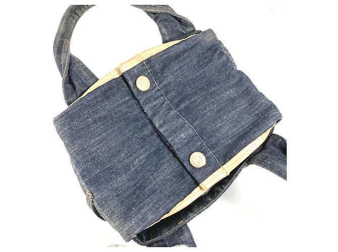 Borsa Tote Chanel Denim CC Coco Mark Logo Blu - vista 12