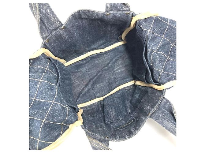 Borsa Tote Chanel Denim CC Coco Mark Logo Blu - vista 13