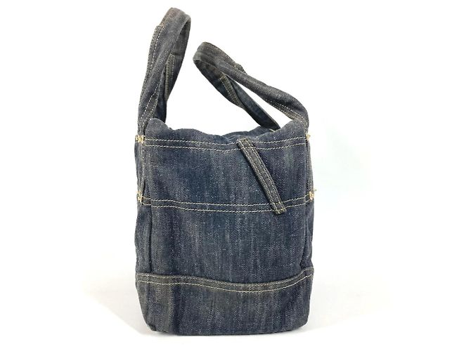 Borsa Tote Chanel Denim CC Coco Mark Logo Blu - vista 3