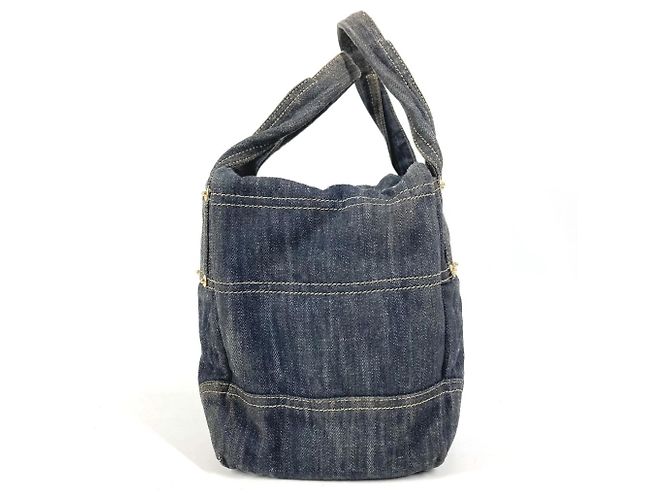 Borsa Tote Chanel Denim CC Coco Mark Logo Blu - vista 4