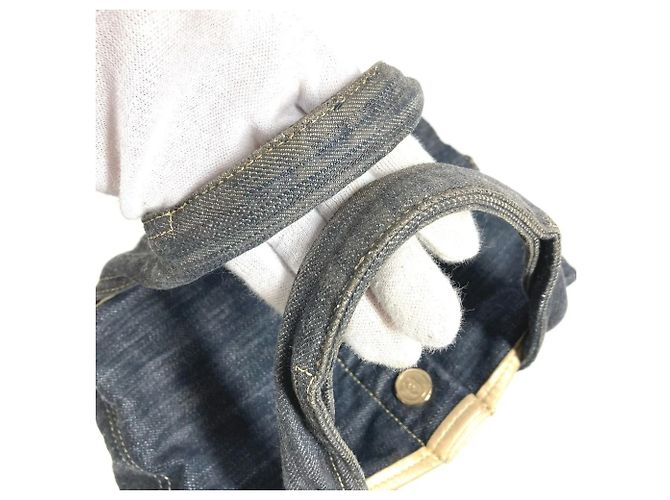 Borsa Tote Chanel Denim CC Coco Mark Logo Blu - vista 9