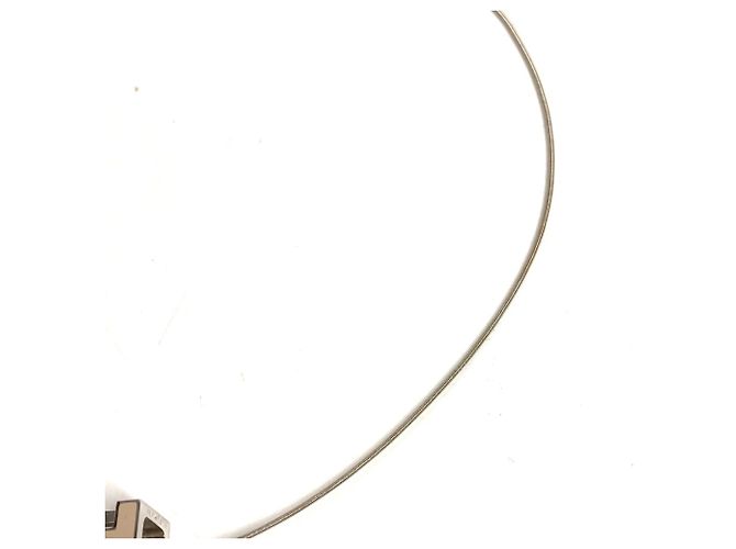 Hermès Collana a catena con logo Hermes Cage d'H H Cube Argento Beige - vista 5
