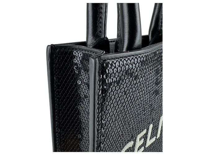 Céline Celine Mini Vertikaler Cabas Schultertasche Schwarz - Ansicht 6