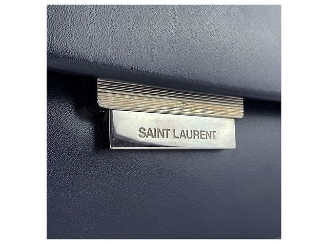 Borsa a tracolla in pelle blu navy Saint Laurent - vista 12